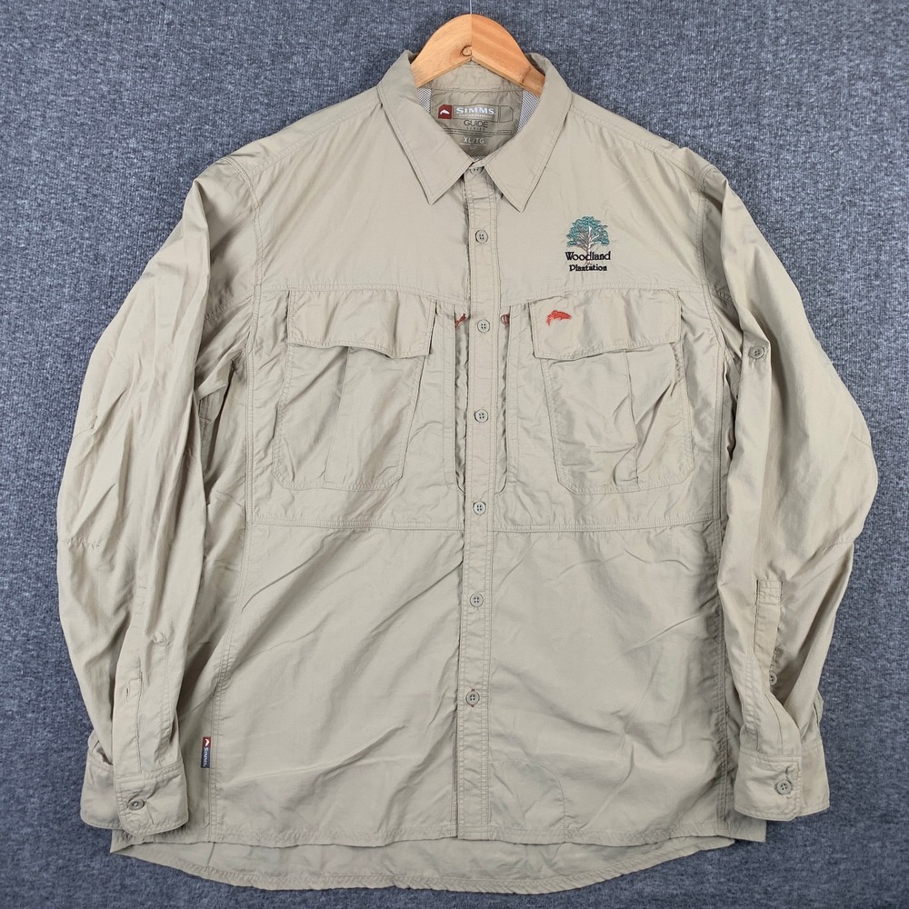 Simms Shirt Men Extra Large Beige Guide Series Fishing Outdoors Vented